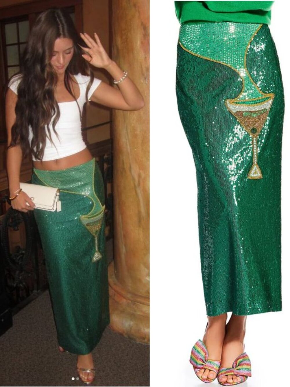 Antonio Melani x The Nat Note Naomi SKIRT Size 8 Martini Sequin Pencil Midi NEW